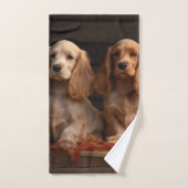 Chiots Cocker Spaniel Délice d'Automne Citrouille  (Serviette à main)
