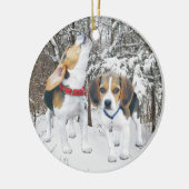 Chiots de beagle de neige en ornement de Noël en (Gauche)