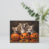 Chiots d'Halloween avec carte postale Citrouille (Debout devant)