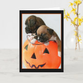 Chiots Halloween Boxer carte de voeux (Fleur jaune)