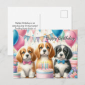 Chiots mignons Anniversaire de Carte postale de ch (Devant / Derrière)