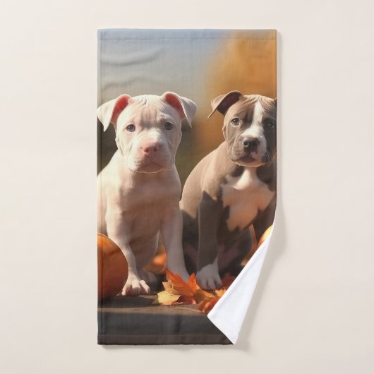 Chiots Pitbull Délice d'Automne Citrouille (Serviette à main)