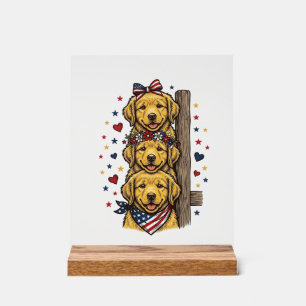 Chiots Retriever dorés Patriotiques Vintage Shirt