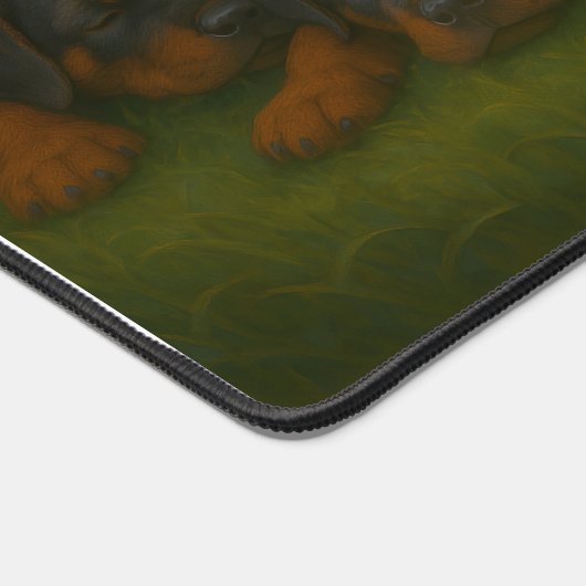 Chiots Rottweiler à l'aube (Coin)