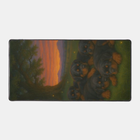 Chiots Rottweiler à l'aube (Recto)