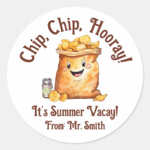 Chip, Chip, Hoera! Aardappelchips, zomervakantie Ronde Sticker