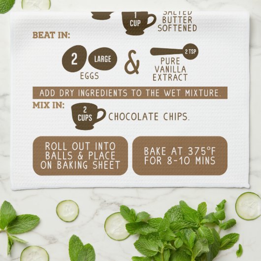 Chip chocolat Cookies Recette Thé Serviette de cui (Plié)