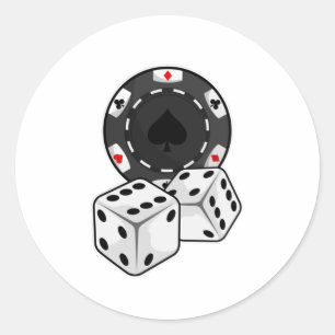 Chip & Dice voor Poker Ronde Sticker