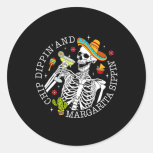Chip Dippin en Margarita Sippin Cinco de Mayo Dri Ronde Sticker