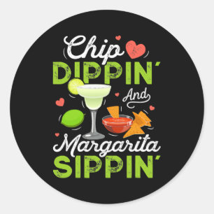 Chip Dippin' en Margarita Sippin' Funny Cinco de Ronde Sticker