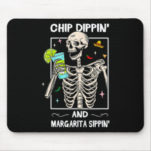 Chip Dippin Margarita Sippin Schedel Skelet Cinco Muismat