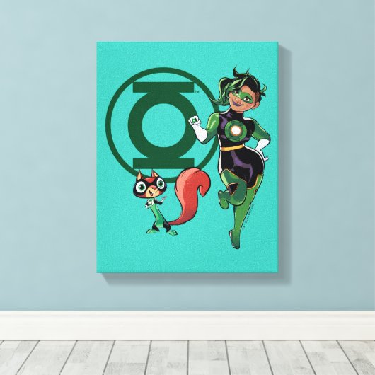 Chip & Green Lantern Canvas Afdruk (Insitu (Houten vloer))