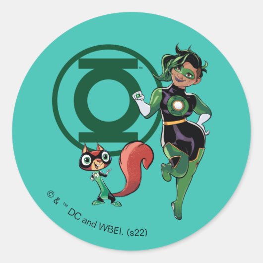 Chip & Green Lantern Ronde Sticker (Voorkant)
