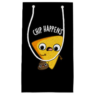 Chip Happens Funny Poop Puns Dark BG Klein Cadeauzakje