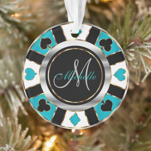 Chip Monogram de Poker Casino - Turquoise (Arbre)
