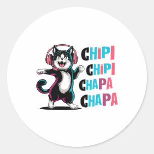 Chipi Chipi Chapa Chapa Dancing Cartoon Cat Ronde Sticker