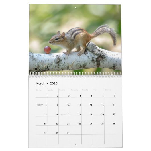 Chipmunk 2026 kalender (Mar 2026)