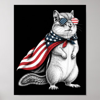 Chipmunk 4 juli Amerikaanse Vlag Patriottisch Poster