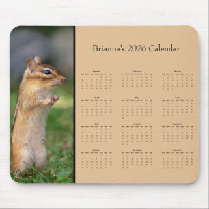Chipmunk - Aanpasbare kalender voor het hele jaar Muismat