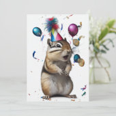 Chipmunk avec carte de voeux plat Casquette de fêt (Debout devant)