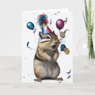 Chipmunk avec Casquette de fête Carte de voeux pli