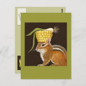 chipmunk avec maïs et scallion carte postale casqu (Devant / Derrière)