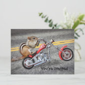 Chipmunk Biker Riding a Motorcycle Kaart (Staand voorkant)