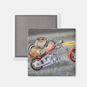 Chipmunk Biker Riding a Motorcycle Magneet (Voorkant / Achterkant)