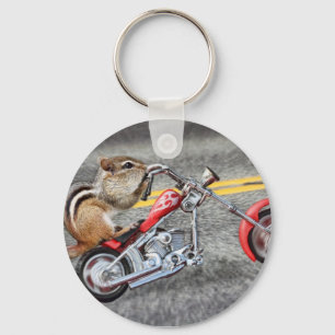 Chipmunk Biker Riding a Motorcycle Sleutelhanger