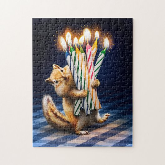 Chipmunk Birthday Candles Legpuzzel (Verticaal)