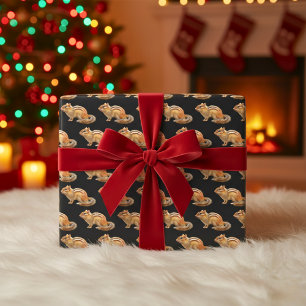 Chipmunk Black Wrapping Paper Sheets