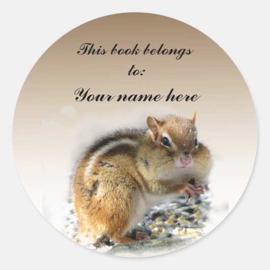 Chipmunk Bookplaat Ronde Sticker (Voorkant)