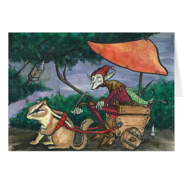 "Chipmunk Cart" Faerie Card (Voorkant Horizontaal)
