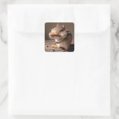 Chipmunk die zijn gezicht bestudeert vierkante sticker (Tas)