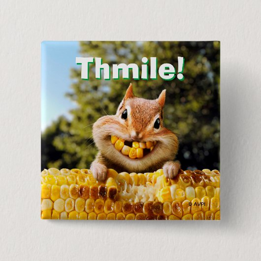 Chipmunk Eating Corn Vierkante Button 5,1 Cm (Voorkant)