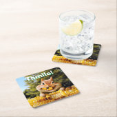 Chipmunk Eating Corn Vierkante Kartonnen Onderzetter (Insitu)