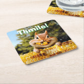 Chipmunk Eating Corn Vierkante Kartonnen Onderzetter (Schuin)