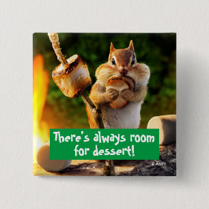 Chipmunk Eating Marshmallow Vierkante Button 5,1 Cm