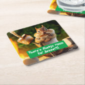 Chipmunk Eating Marshmallow Vierkante Kartonnen Onderzetter (Schuin)
