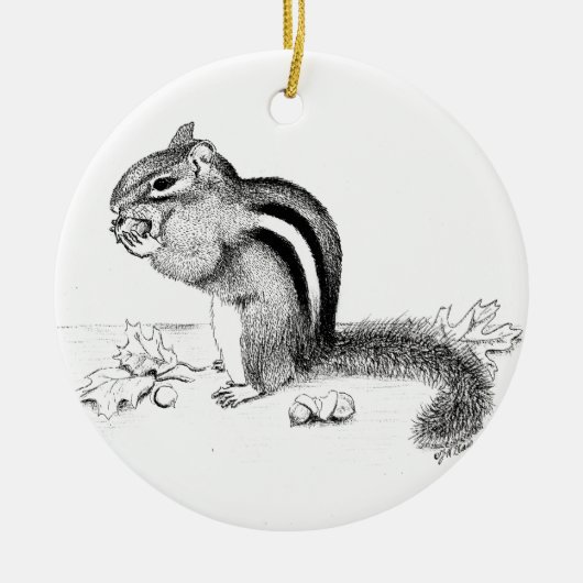 Chipmunk en Acorns Keramisch Ornament (Voorkant)