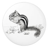 Chipmunk en Acorns Keramische Knop (Voorkant)