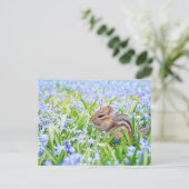 Chipmunk en Blue Spring Flowers Briefkaart (Staand voorkant)