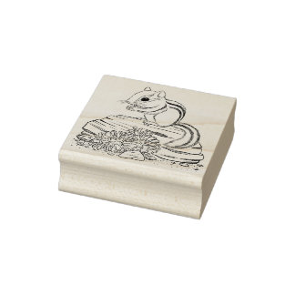 Chipmunk en Pine Cones Rubber Stamp Rubberstempel