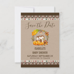 Chipmunk en Pomkins Herfst Rustic STD Save The Date