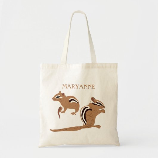 Chipmunk Illustrations Personalized Tote Bag (Voorkant)