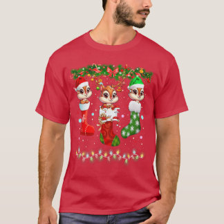 Chipmunk in kerstsokken lichten chipmunk Kerstmis T-shirt