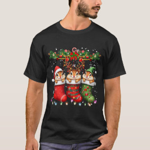 Chipmunk in kerstsokken lichtjes chipmunk Kerstmis T-shirt