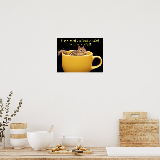 Chipmunk in koffiebeker poster (Keuken)
