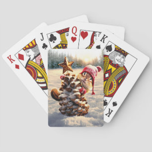 Chipmunk met een pijnkanonboom pokerkaarten
