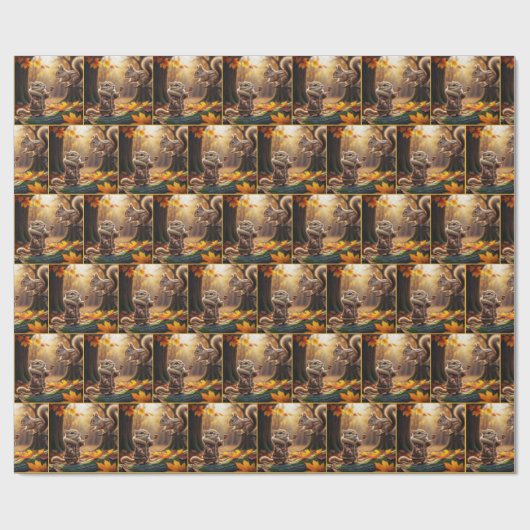 Chipmunk Ontmoeting In Een Herfst Bossen Cadeaupapier (Vlak)